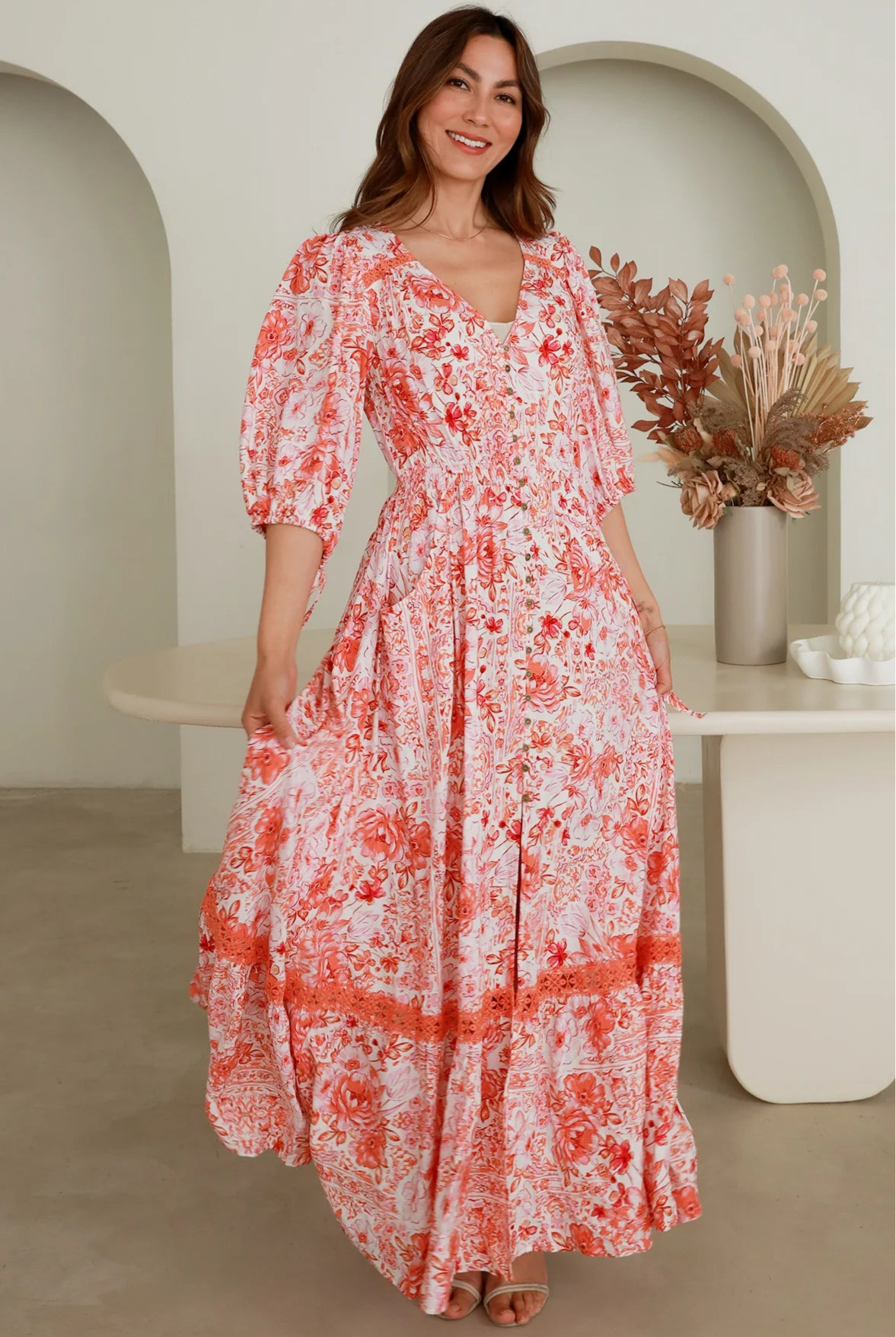 DREAMCATCHER | HILDA BUTTON THROUGH MAXI DRESS | Bohemian Love Runway