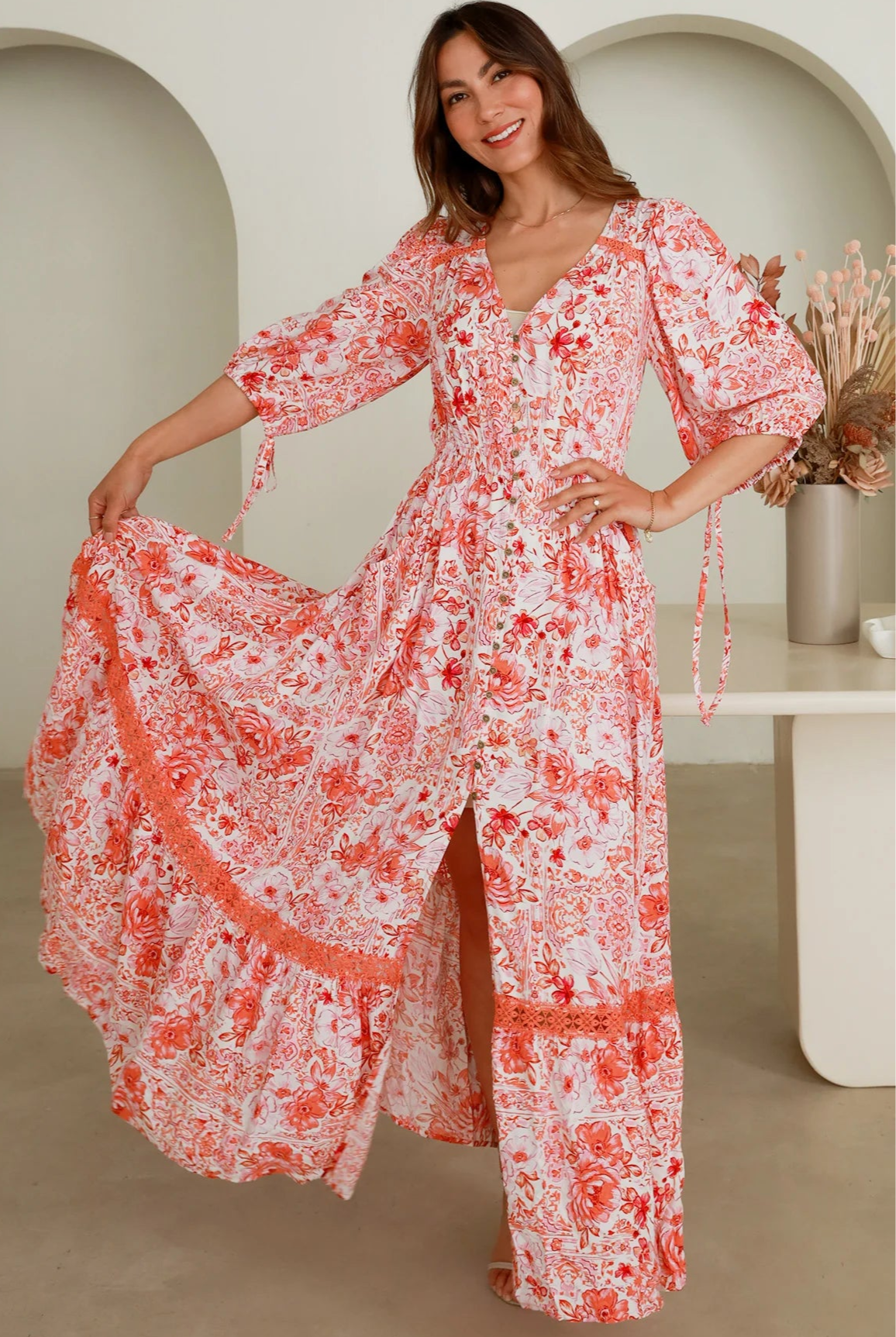 DREAMCATCHER | HILDA BUTTON THROUGH MAXI DRESS | Bohemian Love Runway