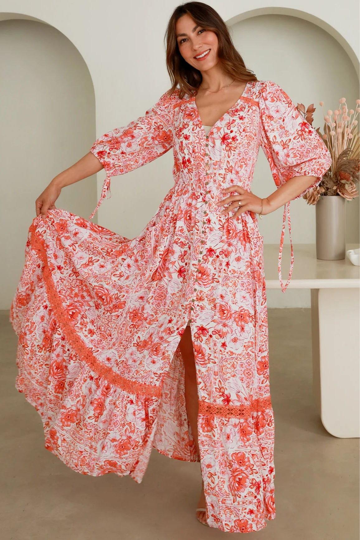 DREAMCATCHER | HILDA BUTTON THROUGH MAXI DRESS | Bohemian Love Runway