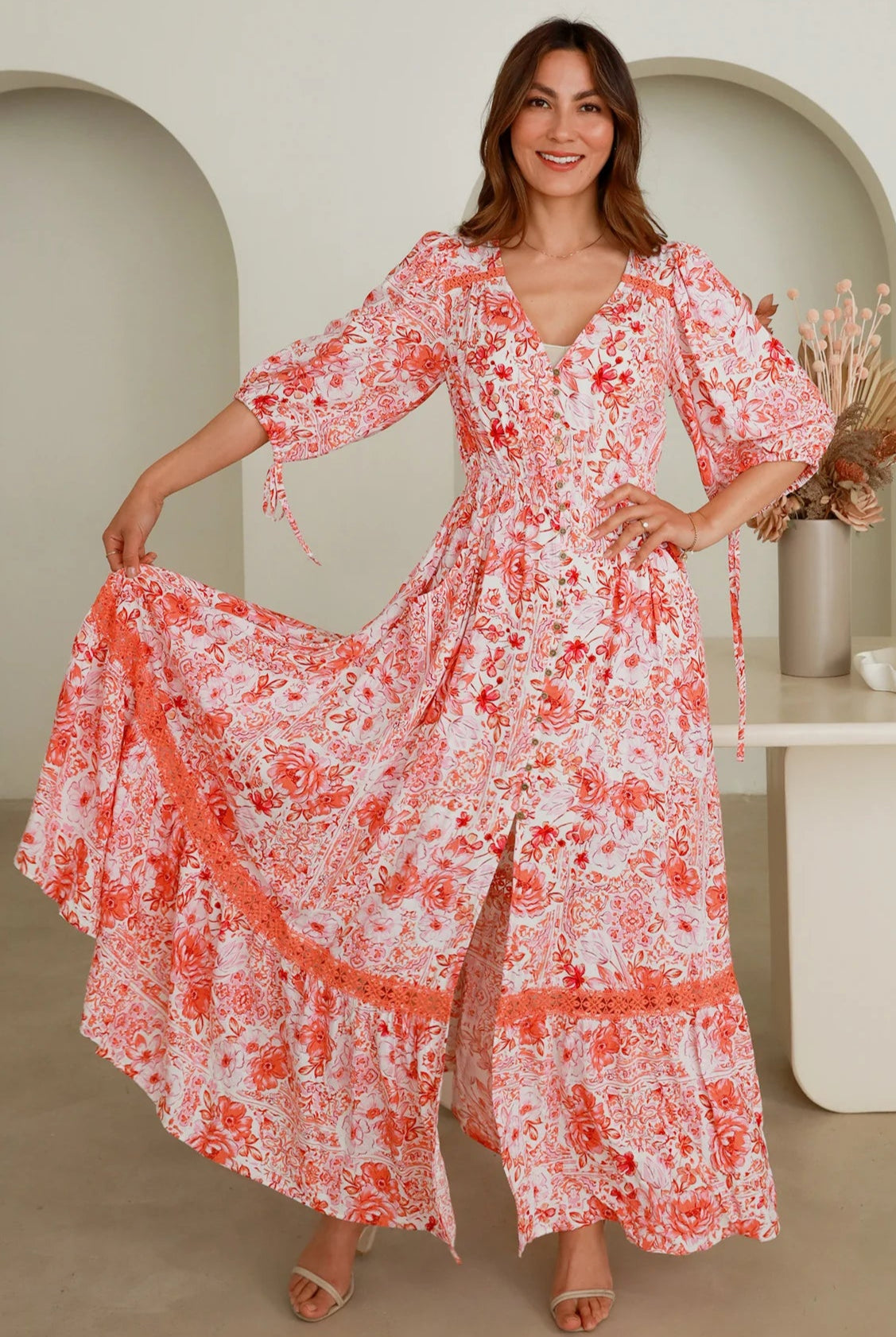 DREAMCATCHER | HILDA BUTTON THROUGH MAXI DRESS | Bohemian Love Runway