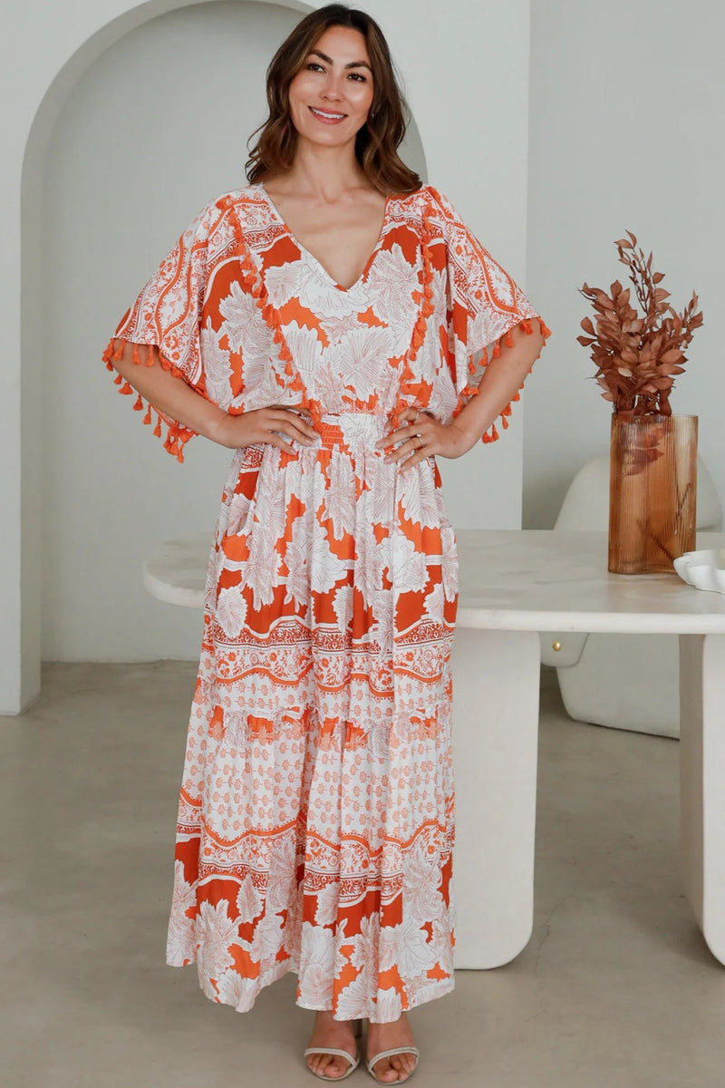 SERENE CHARM WOVEN MIDI DRESS