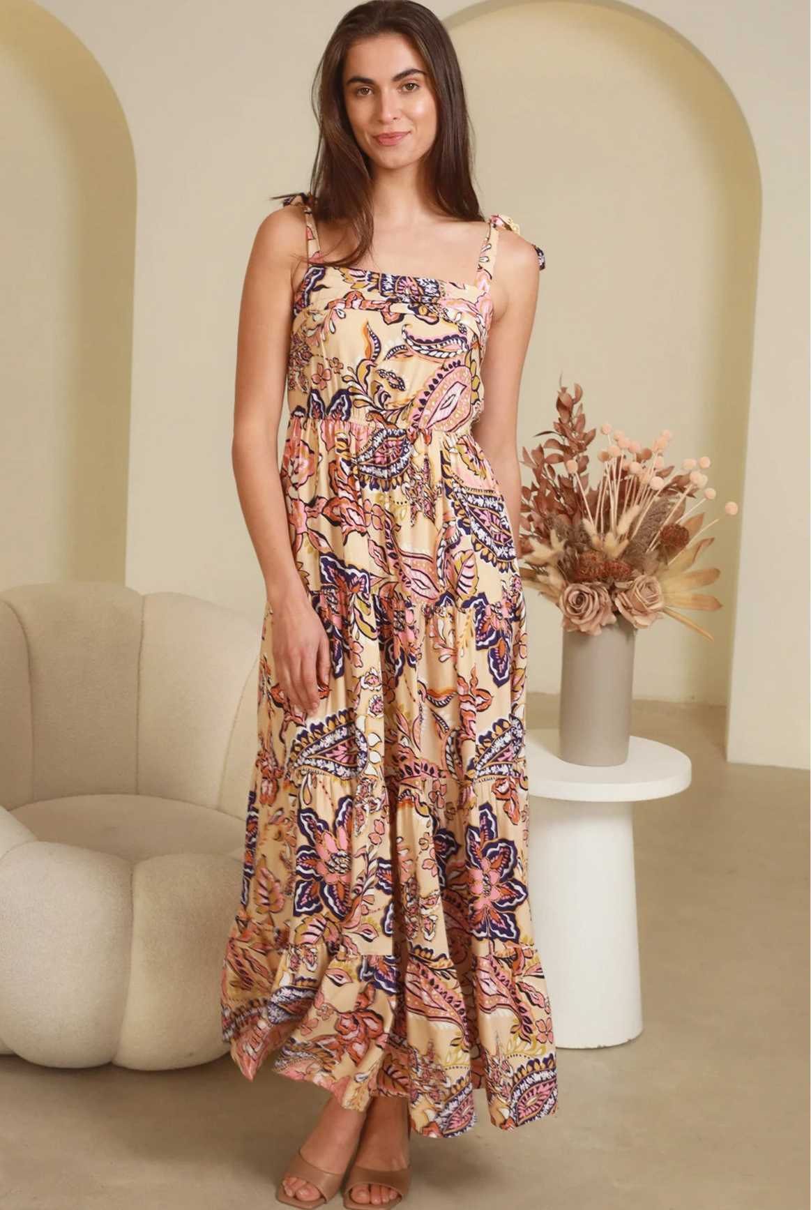 DREAMCATCHER | MATILDA TIE SHOULDER MAXI DRESS | Bohemian Love Runway