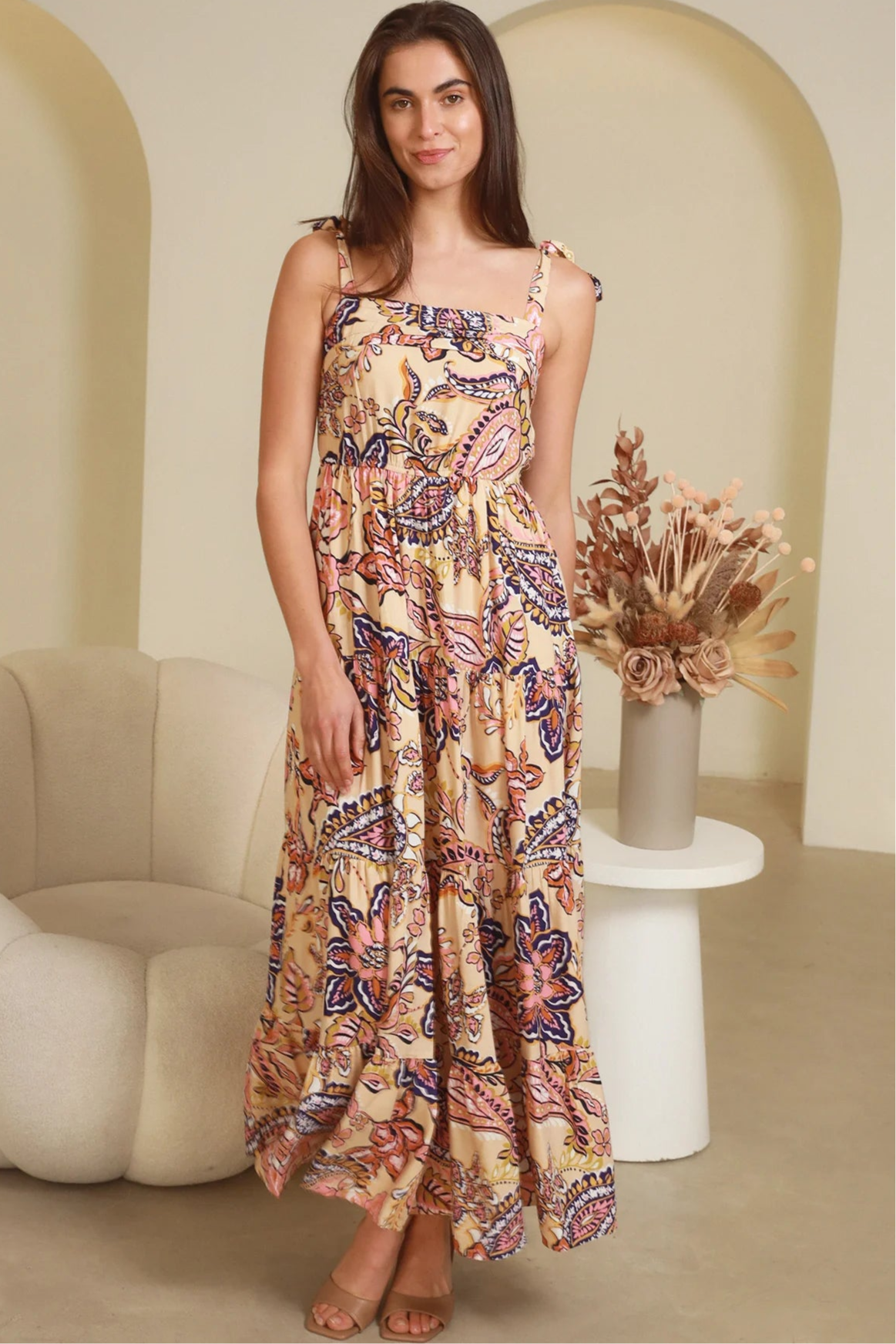 DREAMCATCHER | MATILDA TIE SHOULDER MAXI DRESS | Bohemian Love Runway