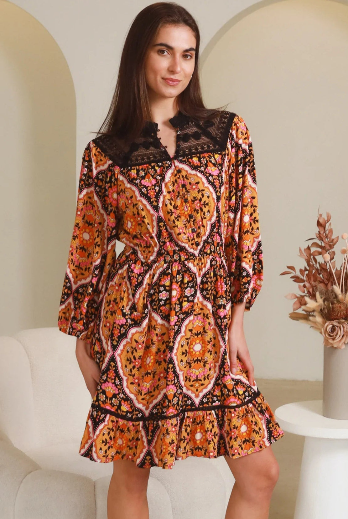 DREAMCATCHER | LOLITA LONG SLEEVE MINI DRESS | Bohemian Love Runway