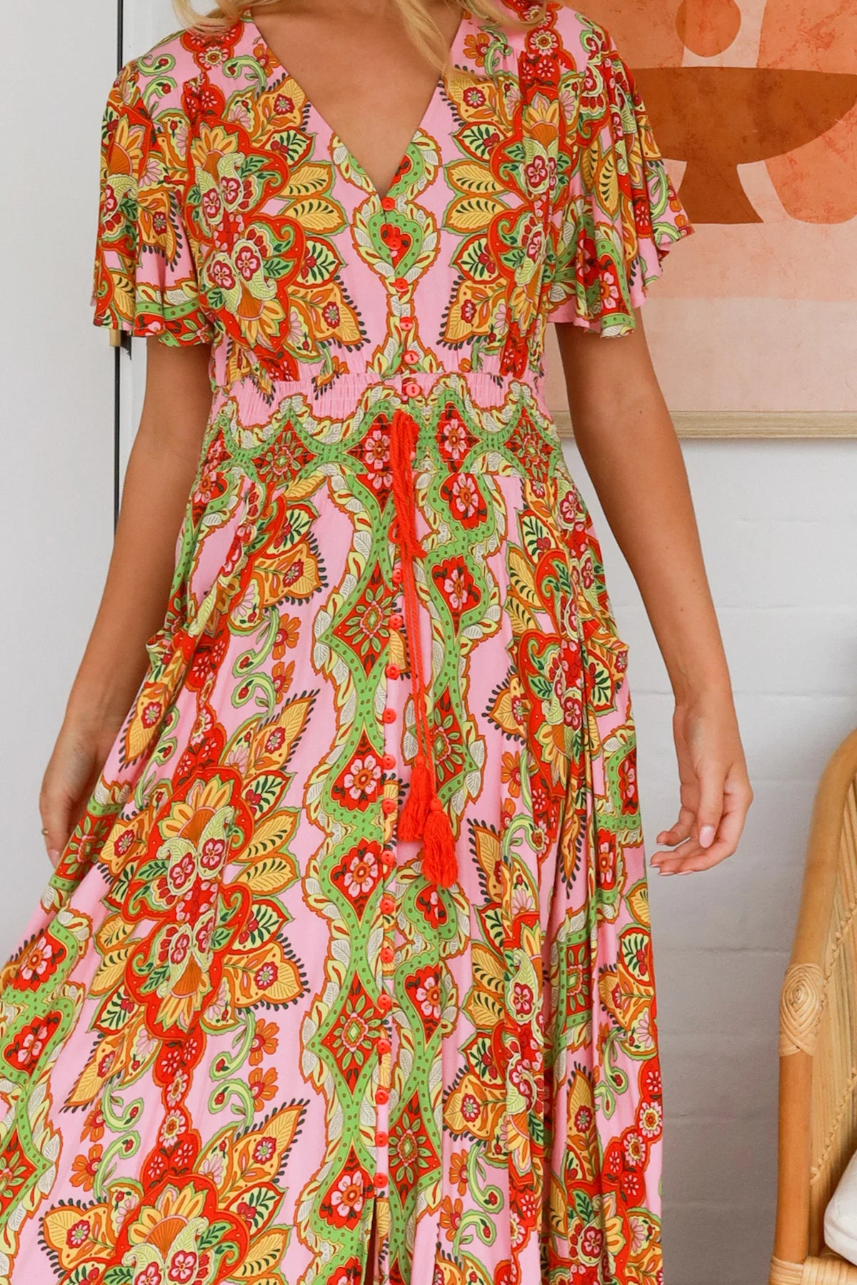 DREAMCATCHER | EVITA V-NECK MAXI DRESS | Bohemian Love Runway