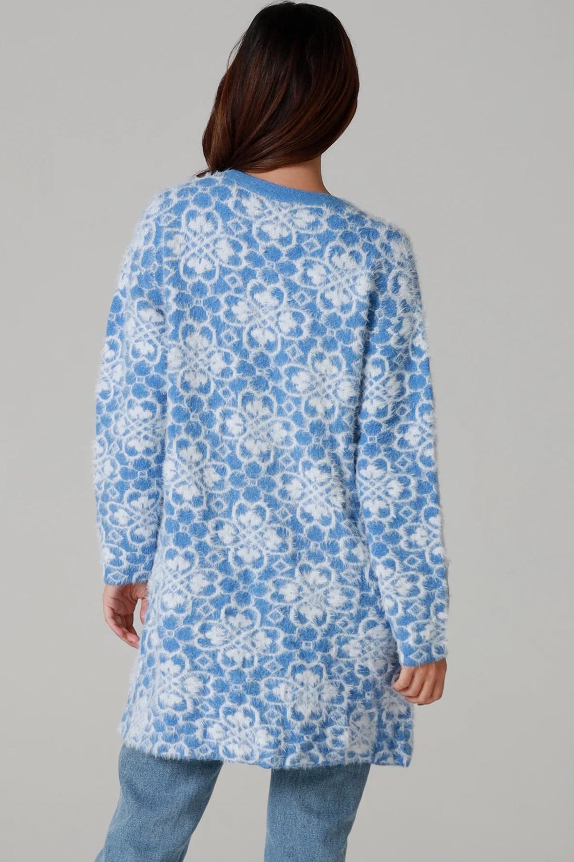 CHARLOTTE | BLOOM LONGLINE CARDIGAN BLUE | Bohemian Love Runway