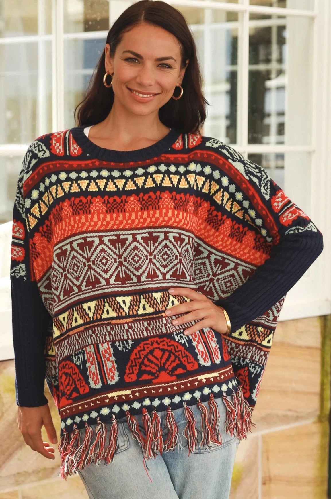 ISABELLA | ARIZONA WIDE KNIT FRINGE JUMPER RED | Bohemian Love Runway