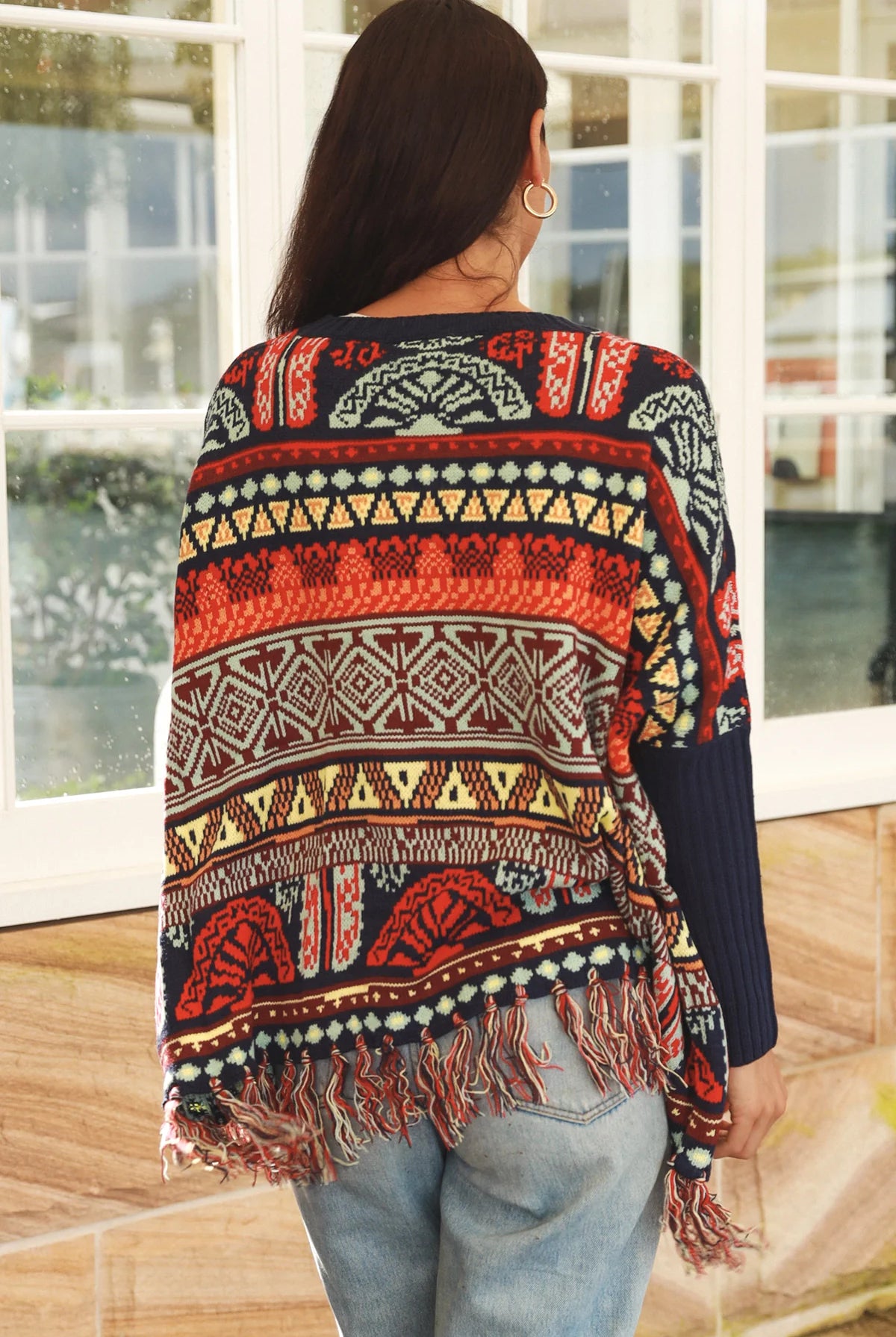 ISABELLA | ARIZONA WIDE KNIT FRINGE JUMPER RED | Bohemian Love Runway