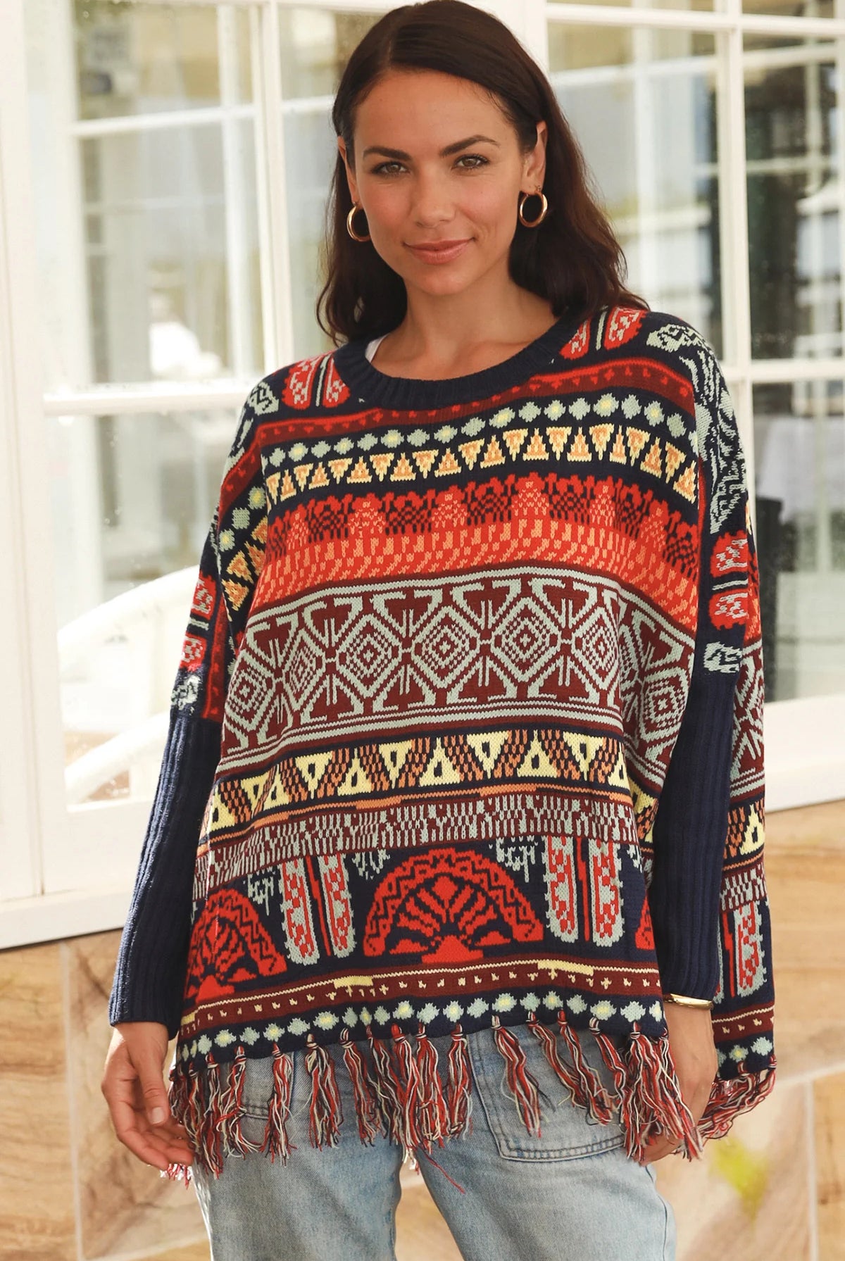 ISABELLA | ARIZONA WIDE KNIT FRINGE JUMPER RED | Bohemian Love Runway