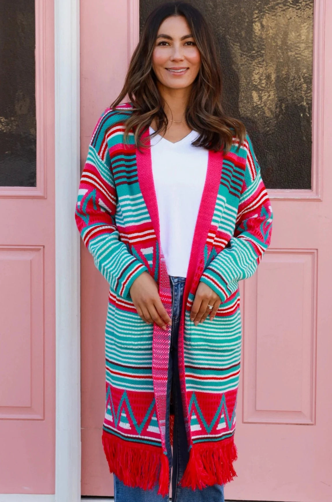ISABELLA | BOBBIE KNIT CARDIGAN PINK FRINGE | Bohemian Love Runway