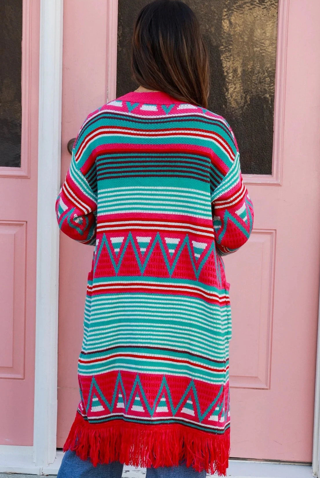 ISABELLA | BOBBIE KNIT CARDIGAN PINK FRINGE | Bohemian Love Runway