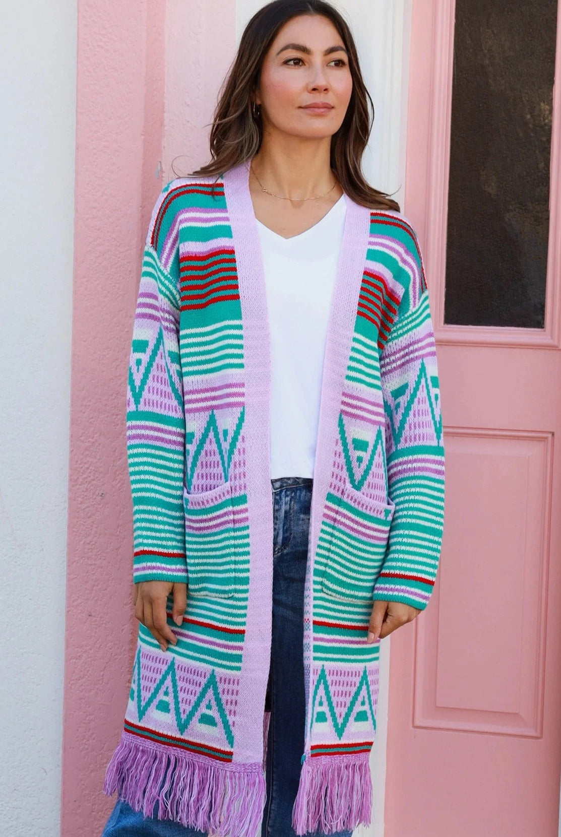 ISABELLA | BOBBIE KNIT CARDIGAN LILAC FRINGE | Bohemian Love Runway