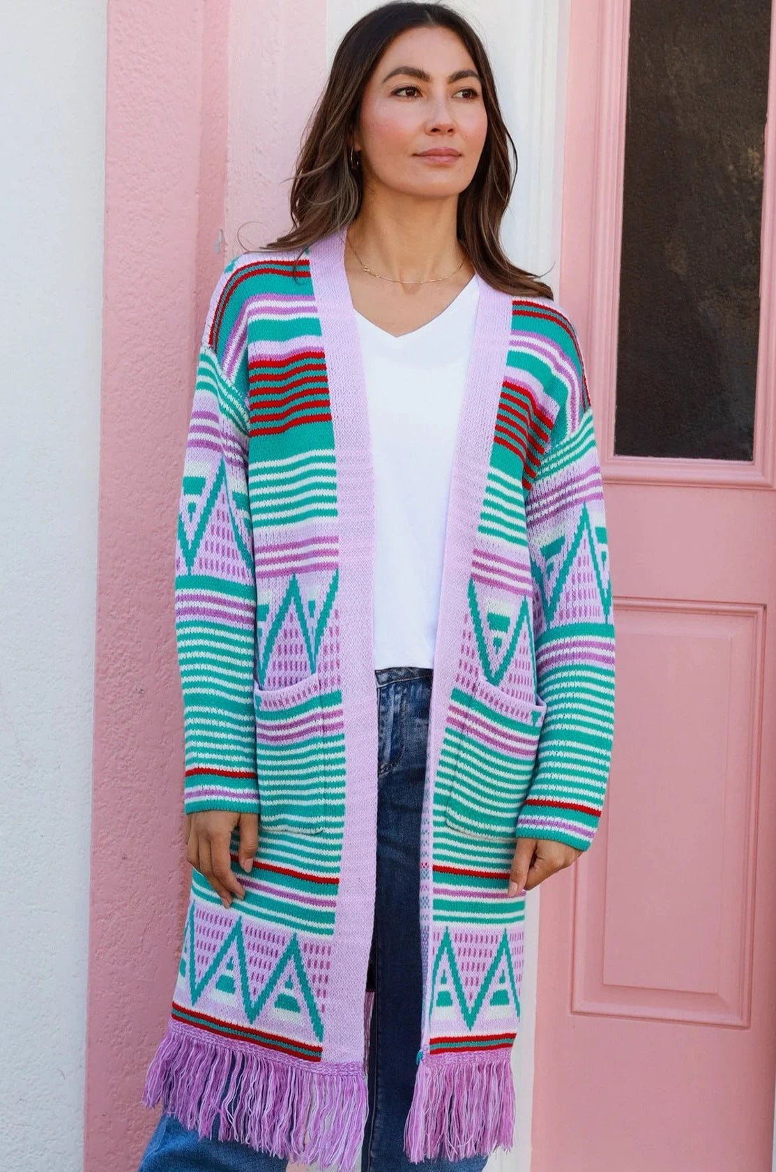ISABELLA | BOBBIE KNIT CARDIGAN LILAC FRINGE | Bohemian Love Runway