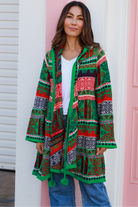 ISABELLA | AZTEC SWING KNIT HOODIE JACKET EMERALD | Bohemian Love Runway