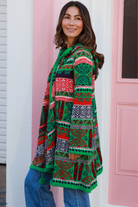 ISABELLA | AZTEC SWING KNIT HOODIE JACKET EMERALD | Bohemian Love Runway