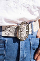 HOUSE OF SKYE | DESERT ROSE LEATHER BELT VINTAGE WHITE | Bohemian Love Runway