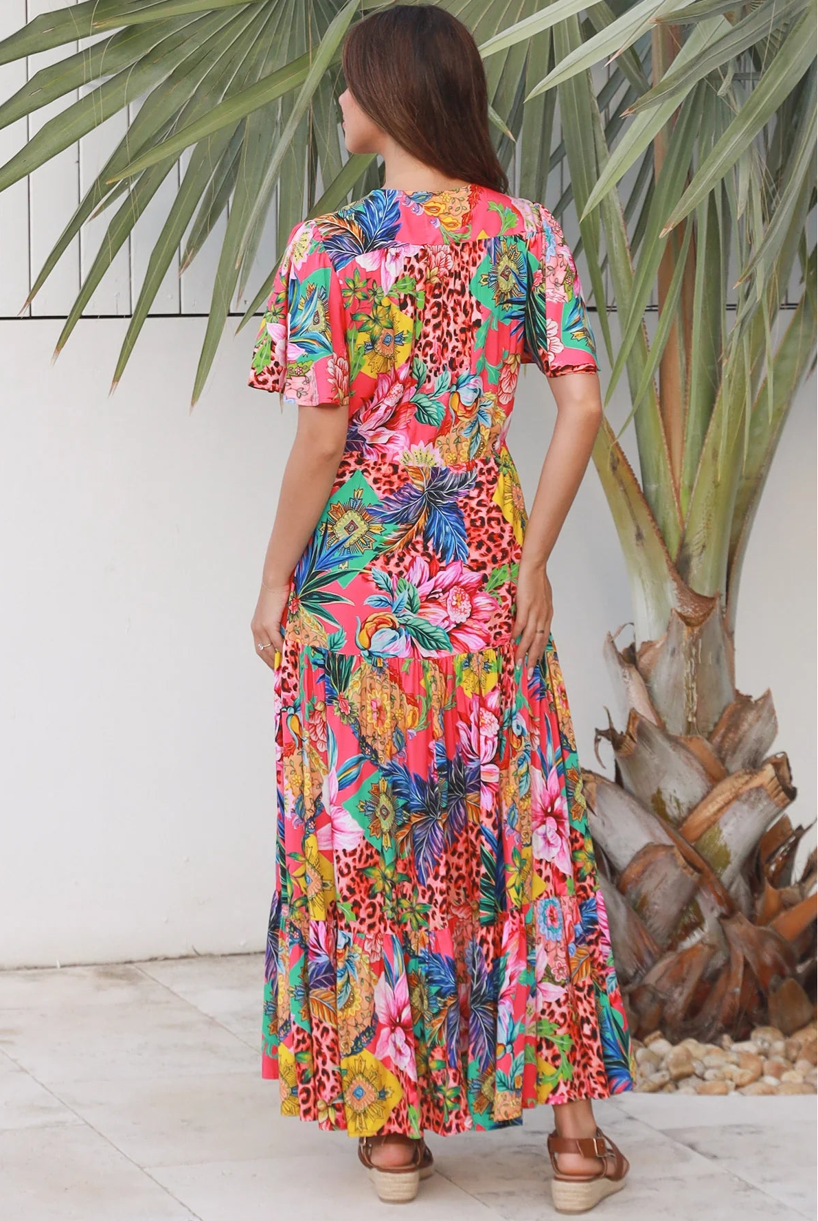 Wild Tropic Maxi Dress by Dreamcatcher tropical floral boho maxi dress Australia in 100% rayon with tiered skirt