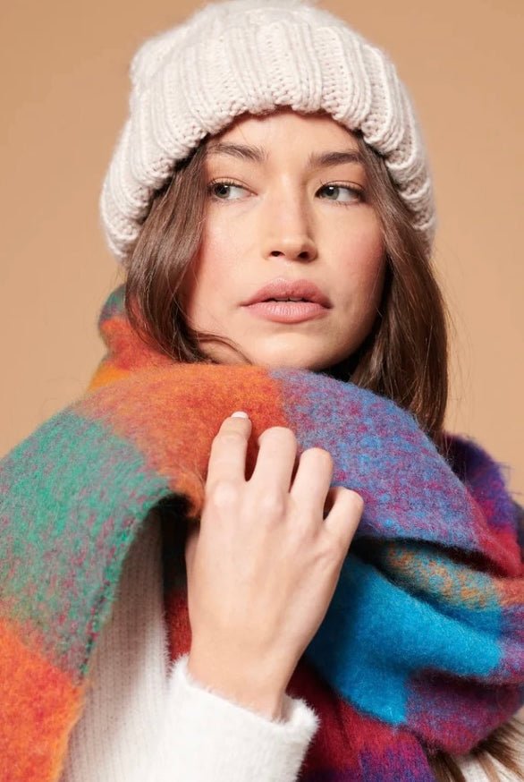 ANGELS WHISPER | MARI CHECK FLUFFY SCARF | Bohemian Love Runway