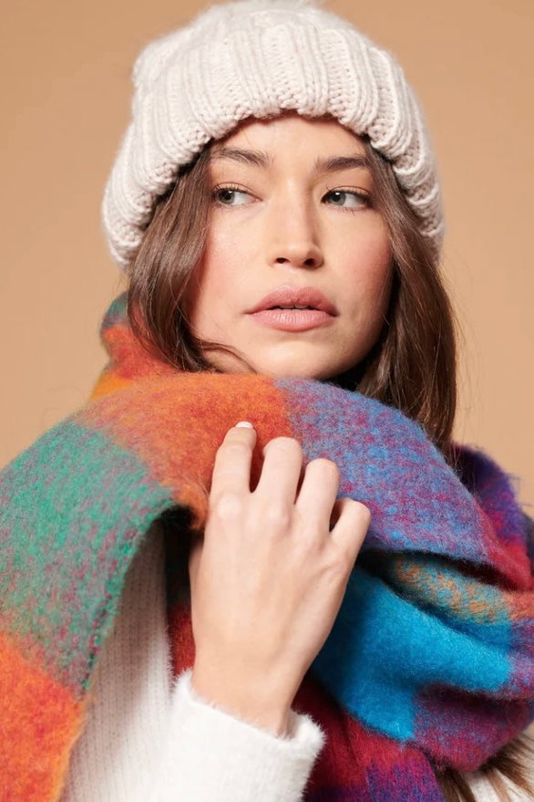 ANGELS WHISPER | MARI CHECK FLUFFY SCARF | Bohemian Love Runway