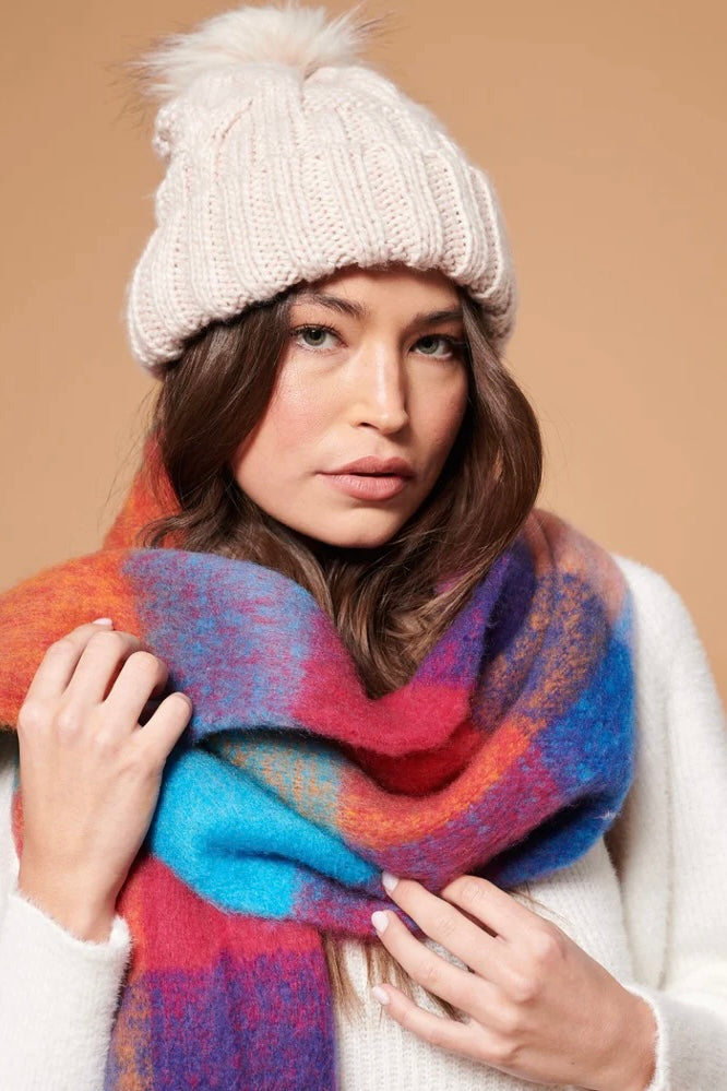ANGELS WHISPER | MARI CHECK FLUFFY SCARF | Bohemian Love Runway