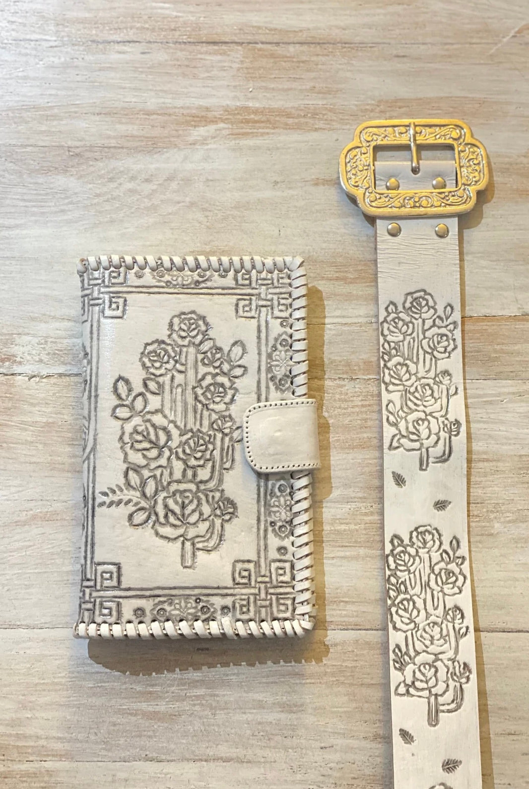 HOUSE OF SKYE | DESERT ROSE LEATHER BELT VINTAGE WHITE | Bohemian Love Runway