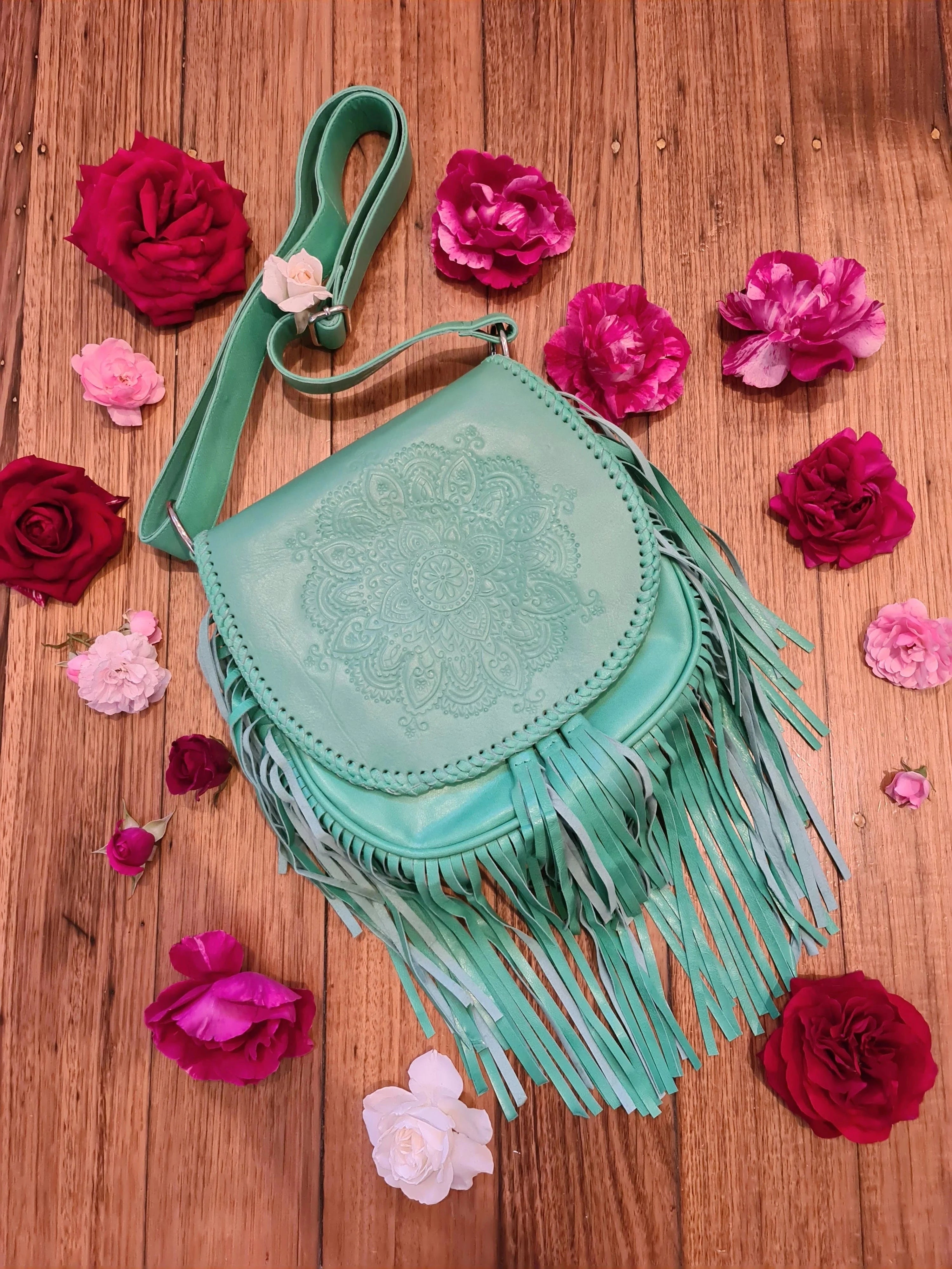 CELESTIAL GYPSY | HENNA CROSS BODY BAG MINT | Bohemian Love Runway
