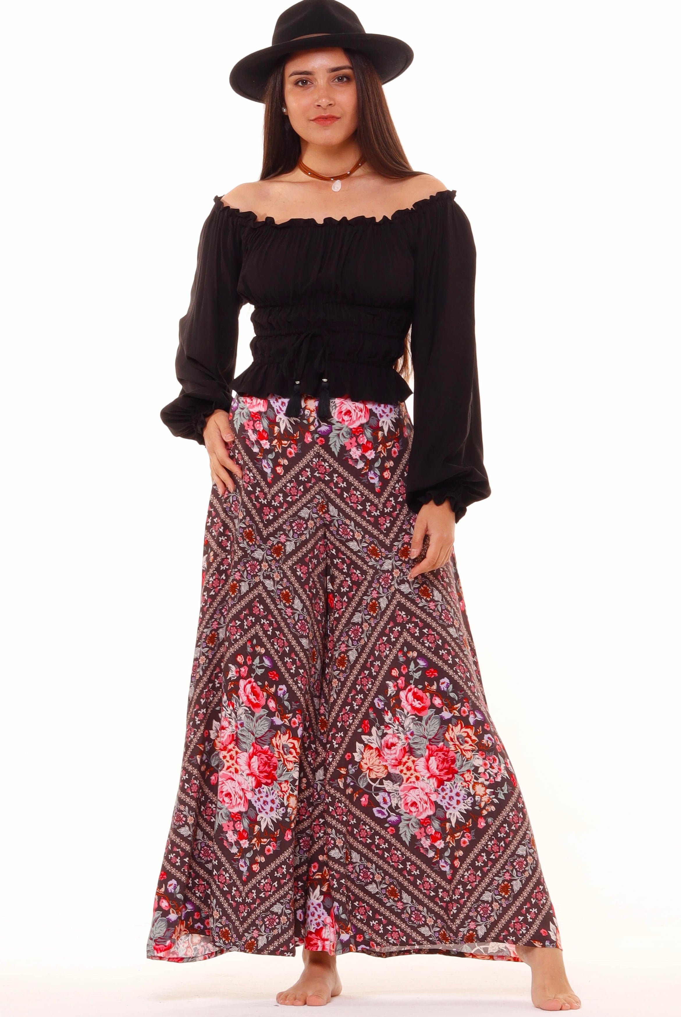 HONEY & STONE CO | BLACK DIAMOND PIPPA WIDE LEG PANT | Bohemian Love Runway