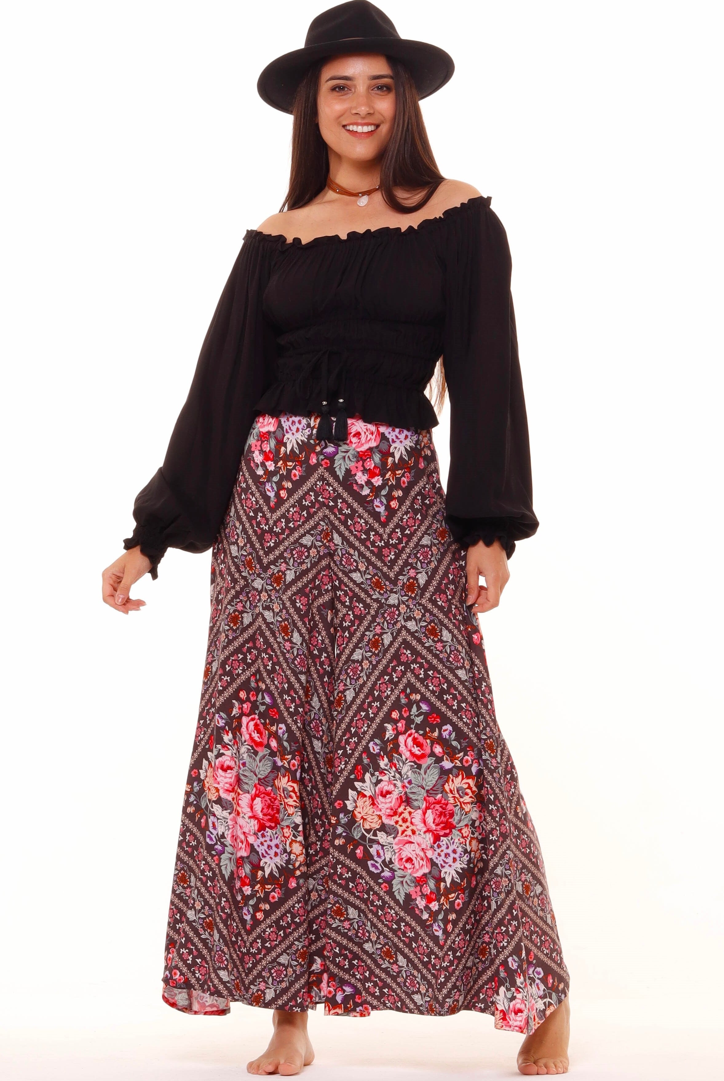 HONEY & STONE CO | BLACK DIAMOND PIPPA WIDE LEG PANT | Bohemian Love Runway