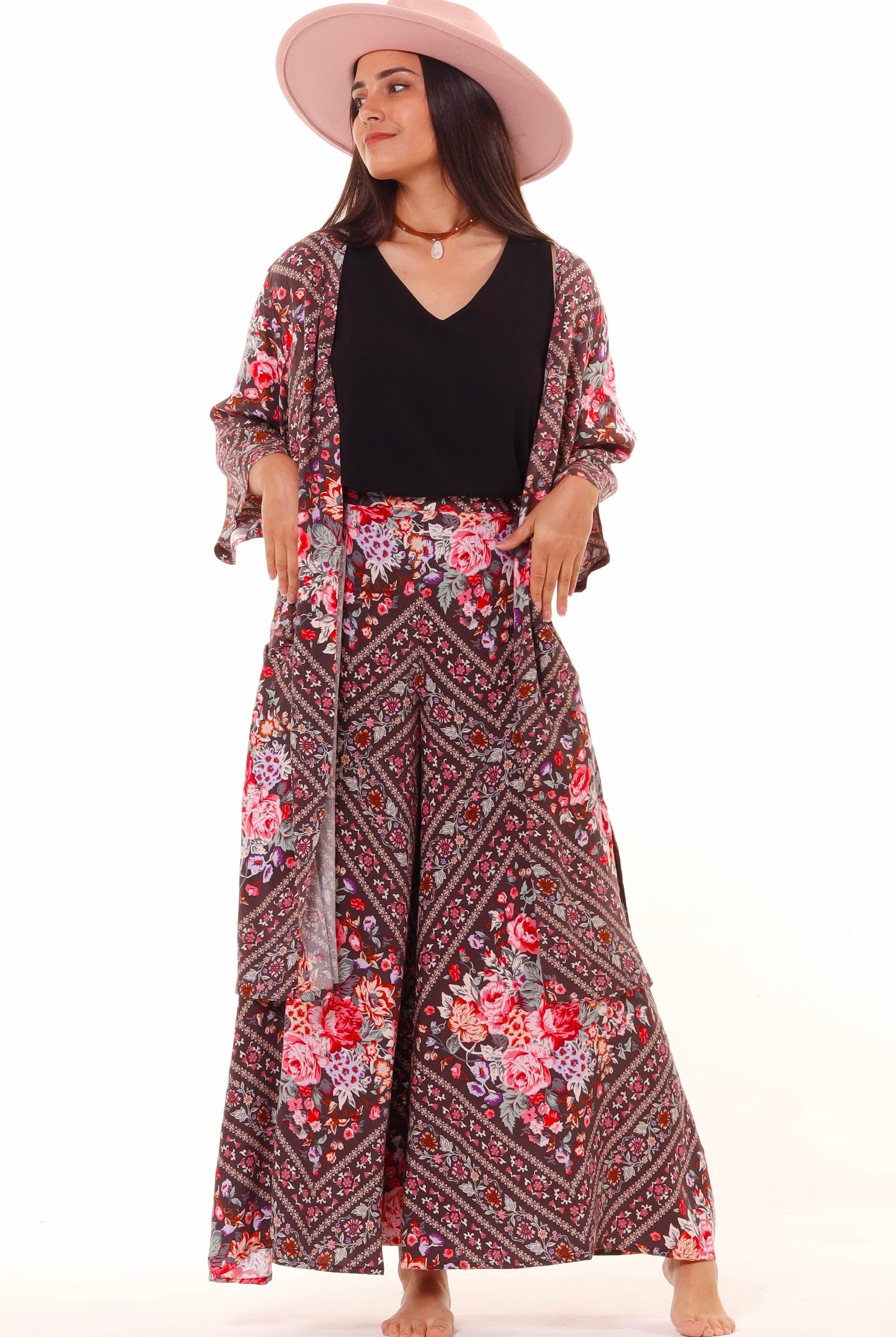 HONEY & STONE CO | BLACK DIAMOND PIPPA WIDE LEG PANT | Bohemian Love Runway