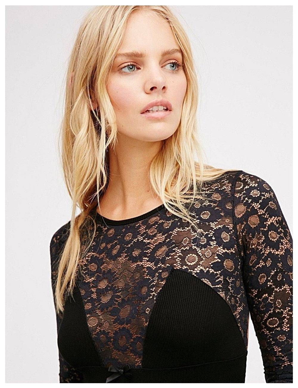 FOR LOVE AND LEMONS SKIVVIES | DAISY BODYSUIT BLACK | Bohemian Love Runway