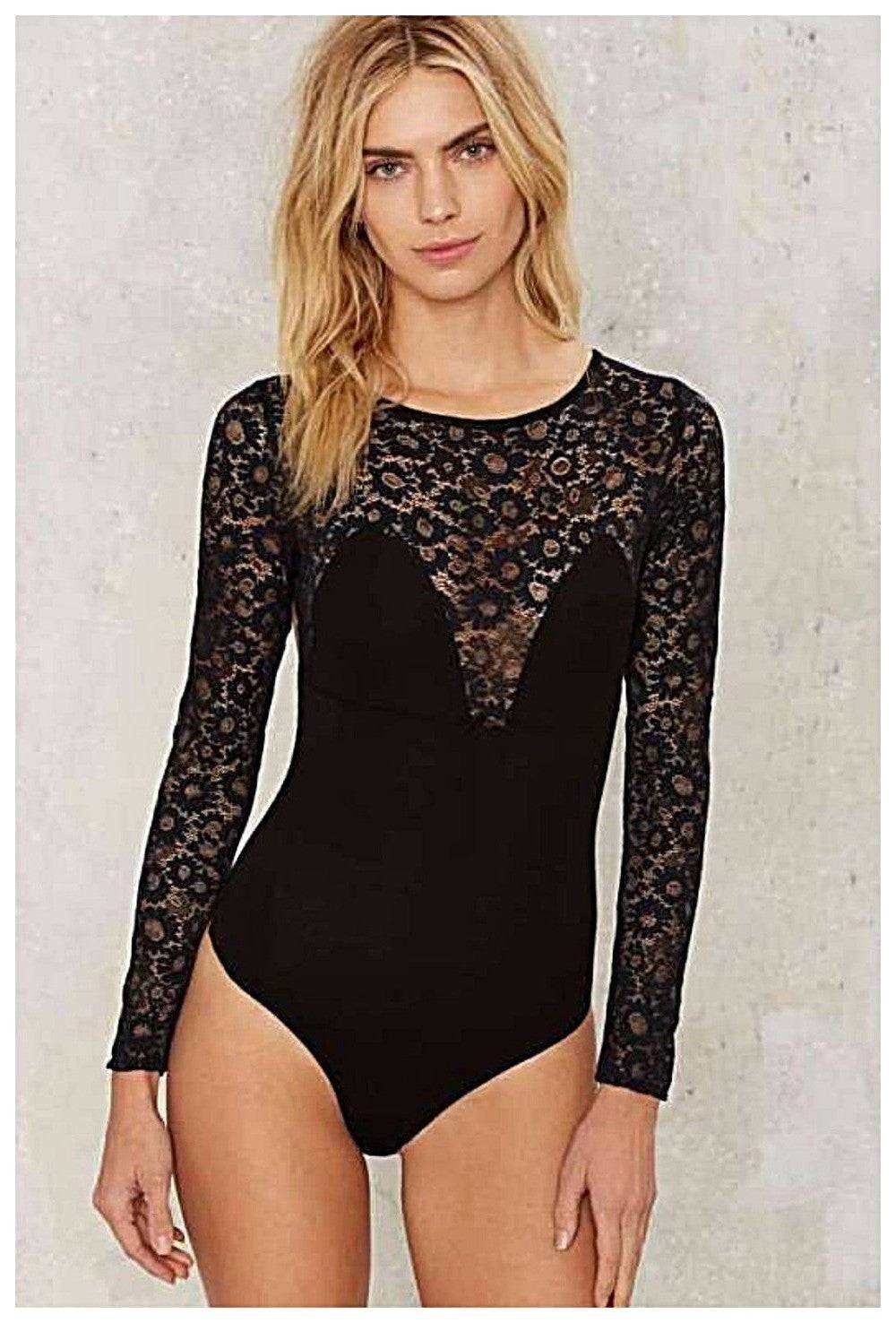 FOR LOVE AND LEMONS SKIVVIES | DAISY BODYSUIT BLACK | Bohemian Love Runway
