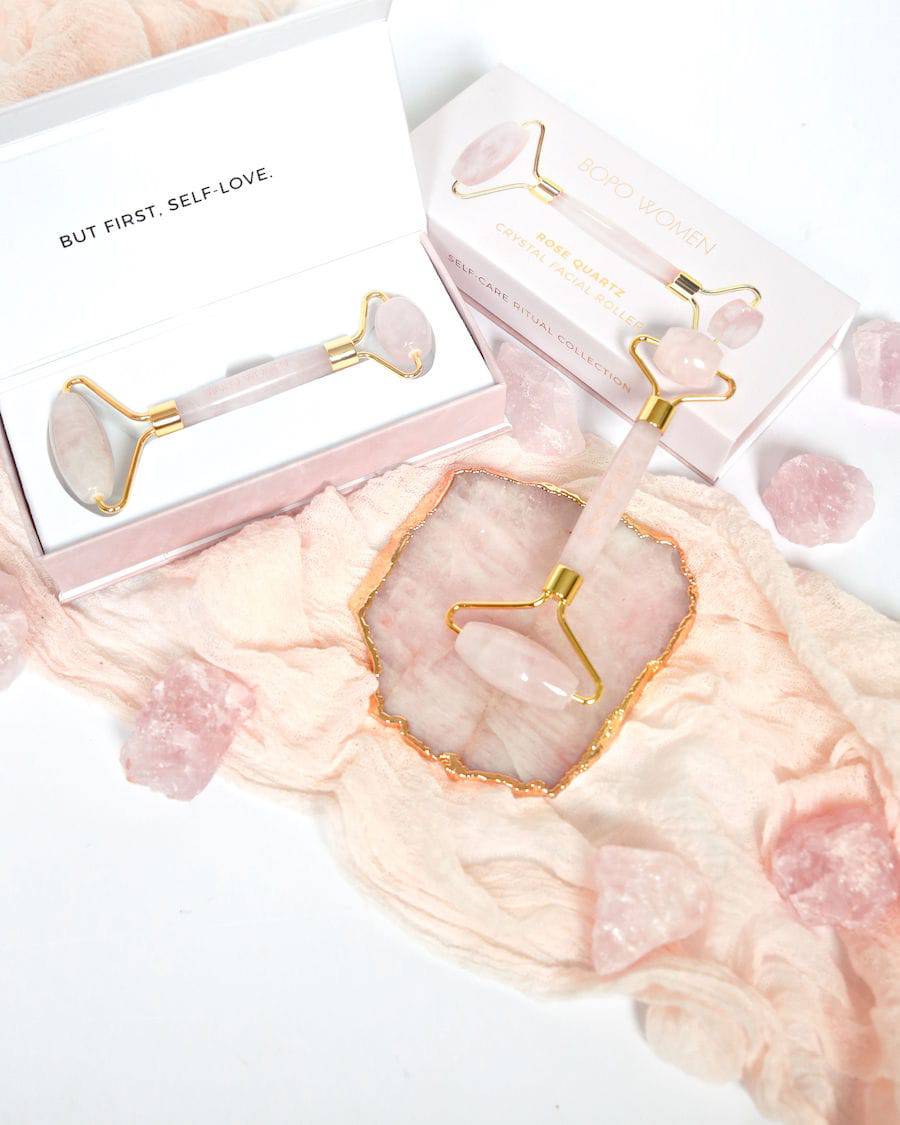 BOPO WOMEN | ROSE QUARTZ CRYSTAL FACIAL ROLLER | Bohemian Love Runway