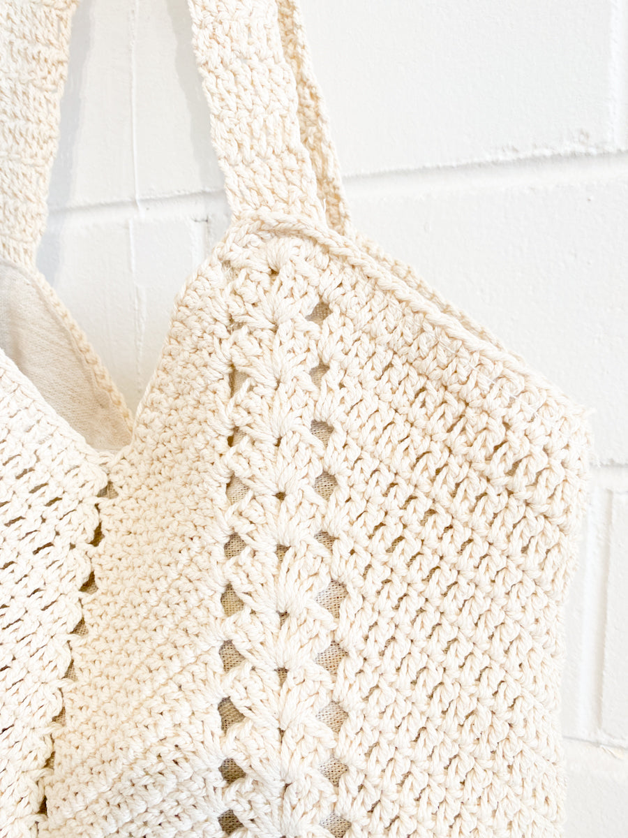 ANGELS WHISPER | EVERYDAY KNITTED CROCHET BAG OATMEAL | Bohemian Love Runway