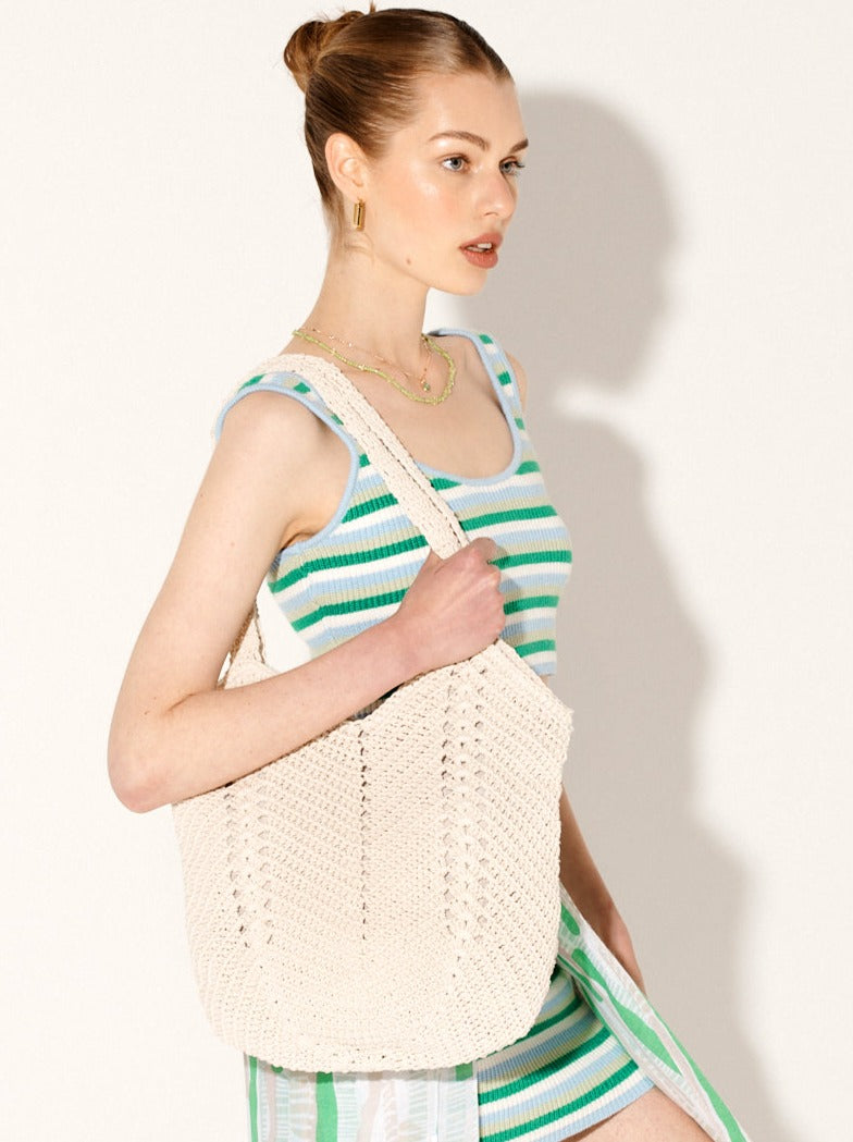 ANGELS WHISPER | EVERYDAY KNITTED CROCHET BAG OATMEAL | Bohemian Love Runway