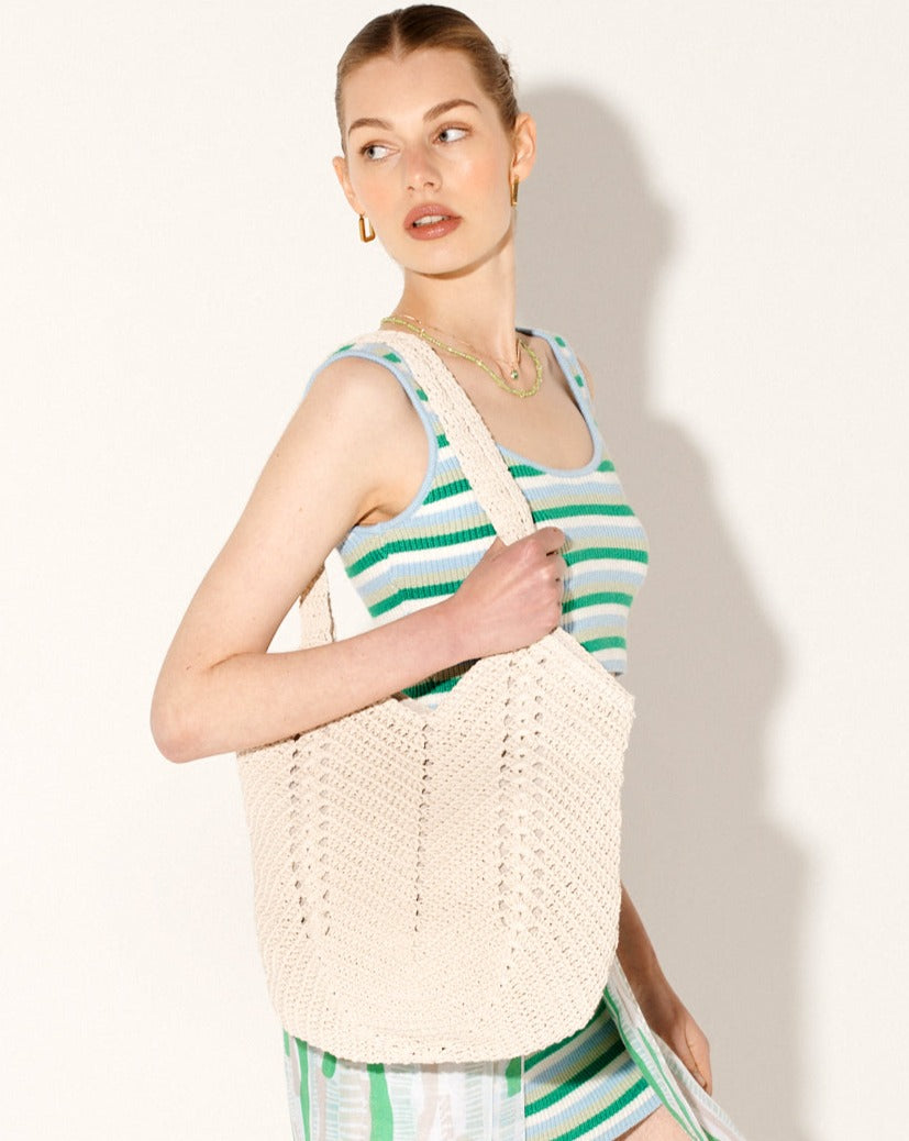 ANGELS WHISPER | EVERYDAY KNITTED CROCHET BAG OATMEAL | Bohemian Love Runway