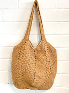 ANGELS WHISPER | EVERYDAY KNITTED CROCHET TOTE BAG TAN | Bohemian Love Runway