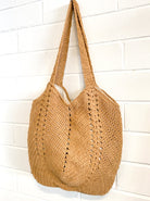 ANGELS WHISPER | EVERYDAY KNITTED CROCHET TOTE BAG TAN | Bohemian Love Runway