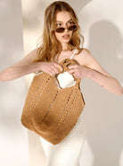 ANGELS WHISPER | EVERYDAY KNITTED CROCHET TOTE BAG TAN | Bohemian Love Runway