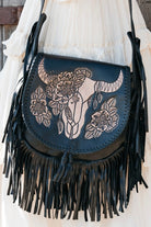 SHOE SHU | BUFFALO & FRINGE SADDLE BAG VINTAGE BLACK | Bohemian Love Runway
