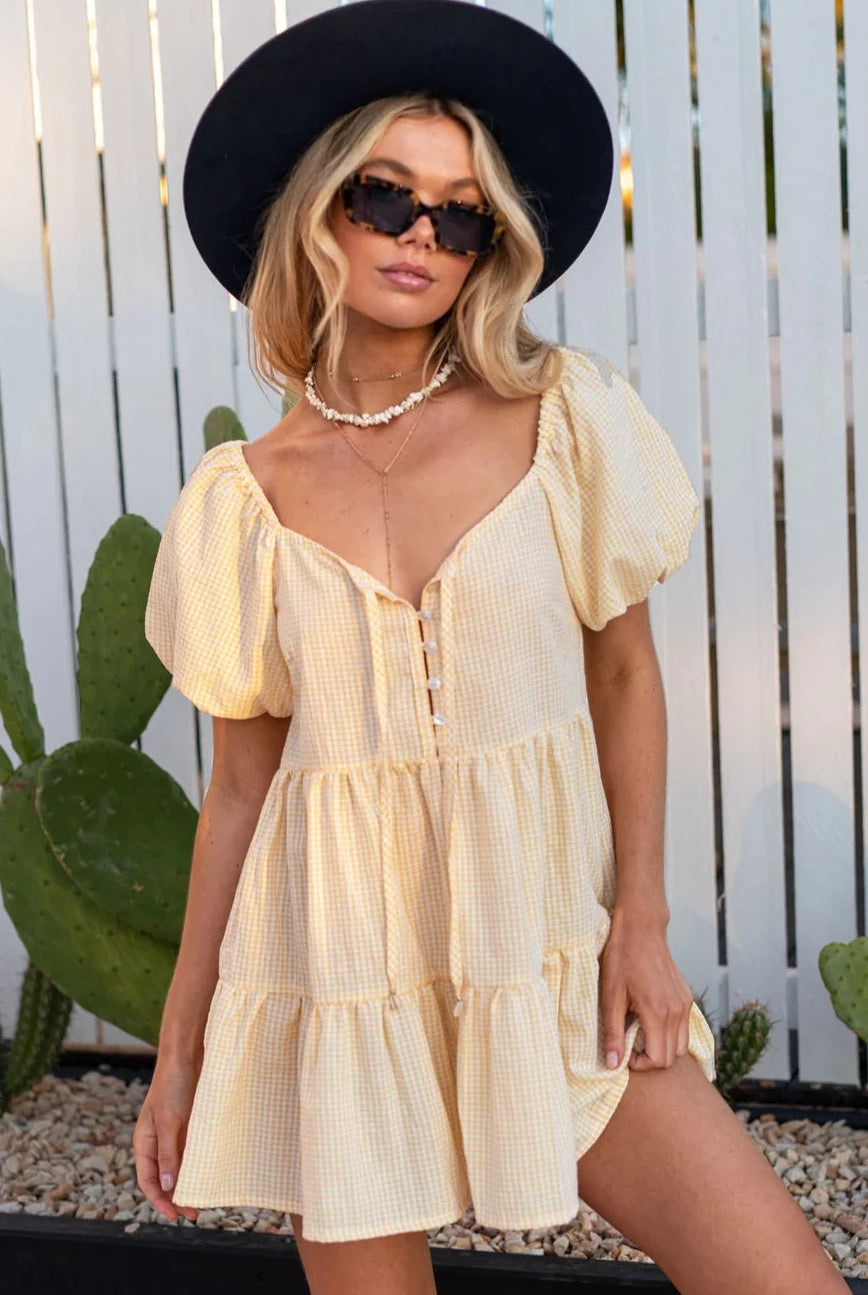 BAREFOOT BLONDE | ELLA PUFF SLEEVE MINI DRESS | Bohemian Love Runway