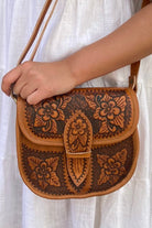 SHOE SHU | FLOWER SADDLE BAG VINTAGE TAN | Bohemian Love Runway
