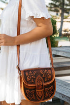 SHOE SHU | FLOWER SADDLE BAG VINTAGE TAN | Bohemian Love Runway