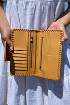 SHOE SHU | HAND TOOLED FLOWER WALLET TAN | Bohemian Love Runway