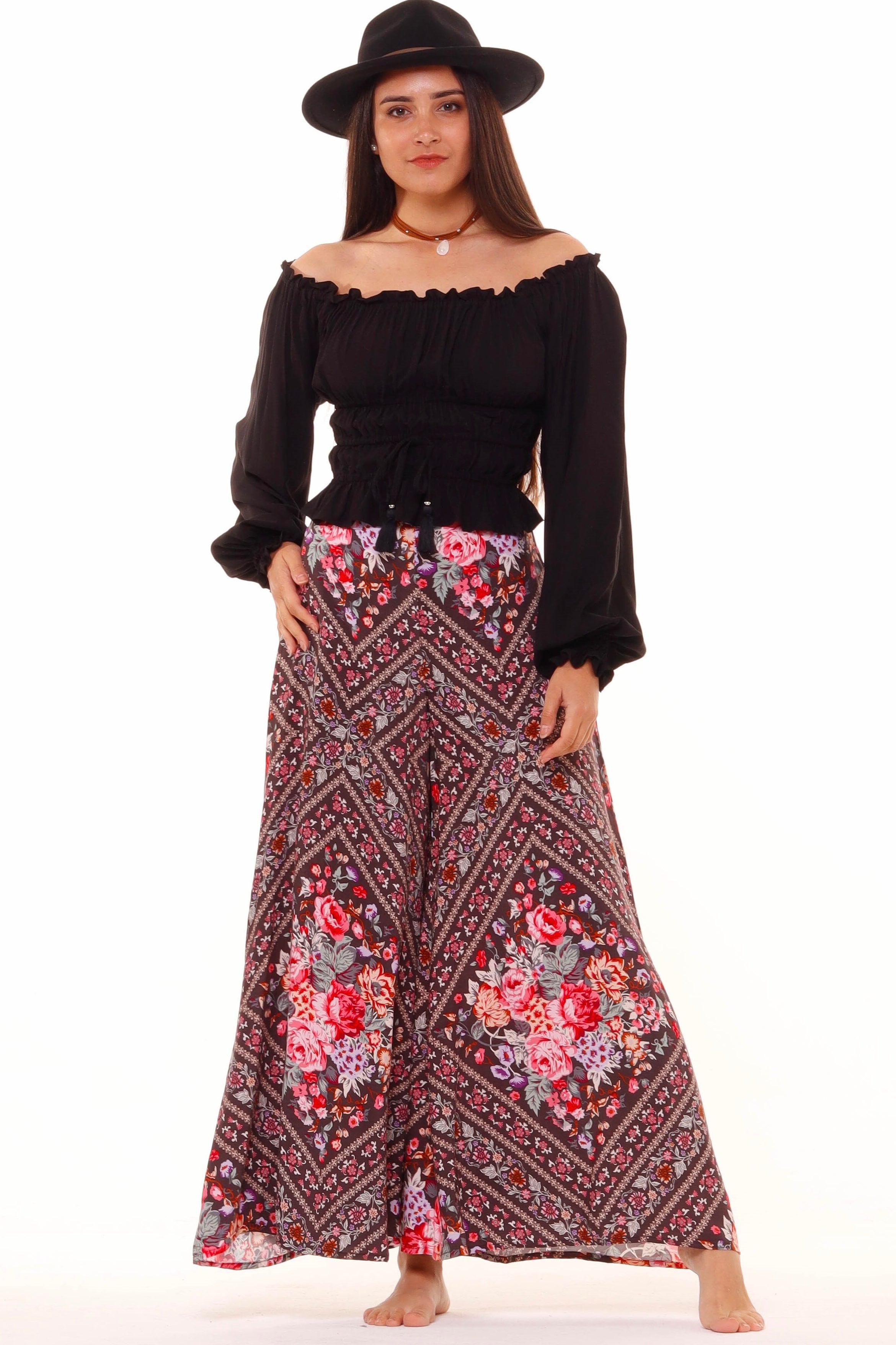 HONEY & STONE CO | BLACK DIAMOND PIPPA WIDE LEG PANT | Bohemian Love Runway