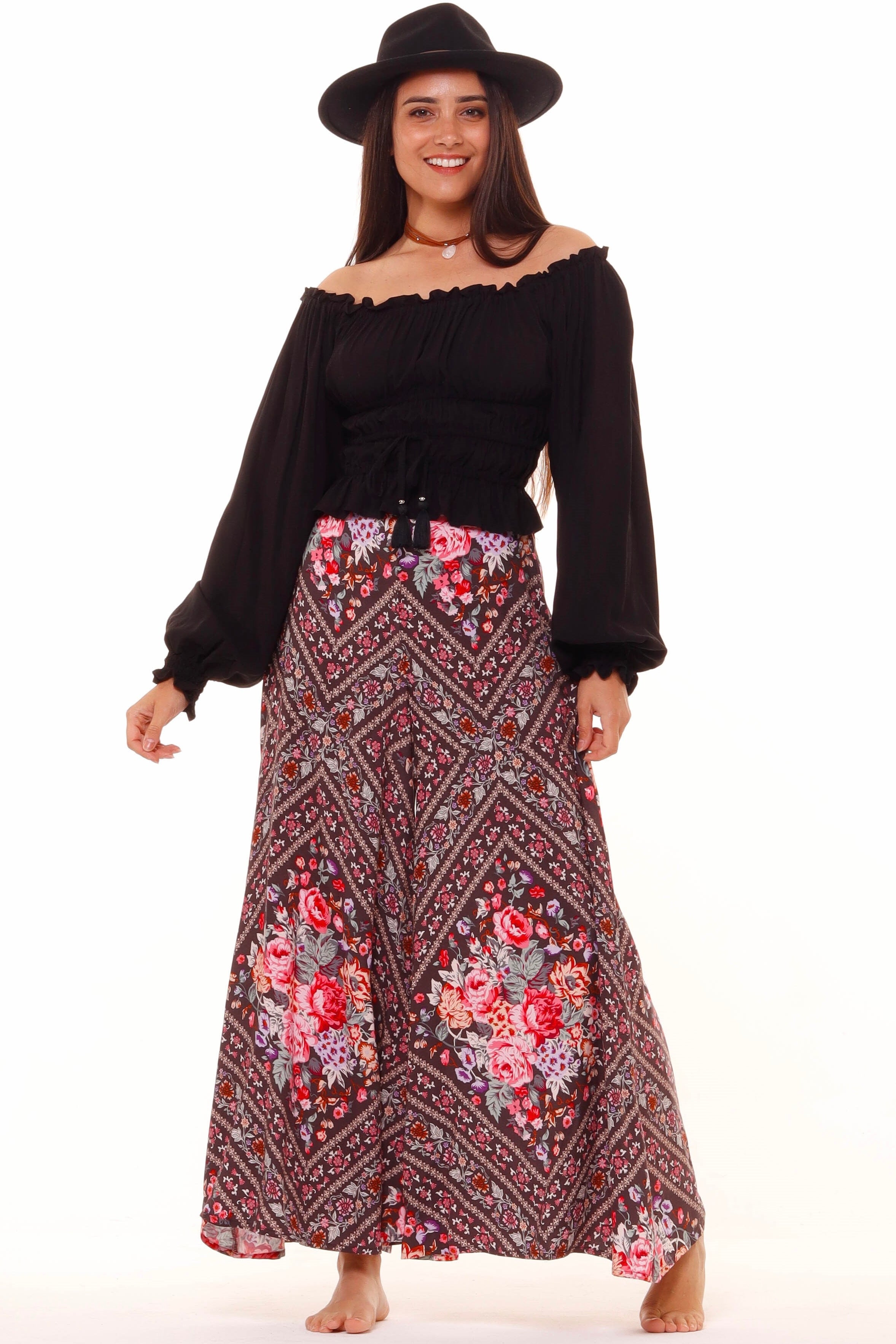 HONEY & STONE CO | BLACK DIAMOND PIPPA WIDE LEG PANT | Bohemian Love Runway