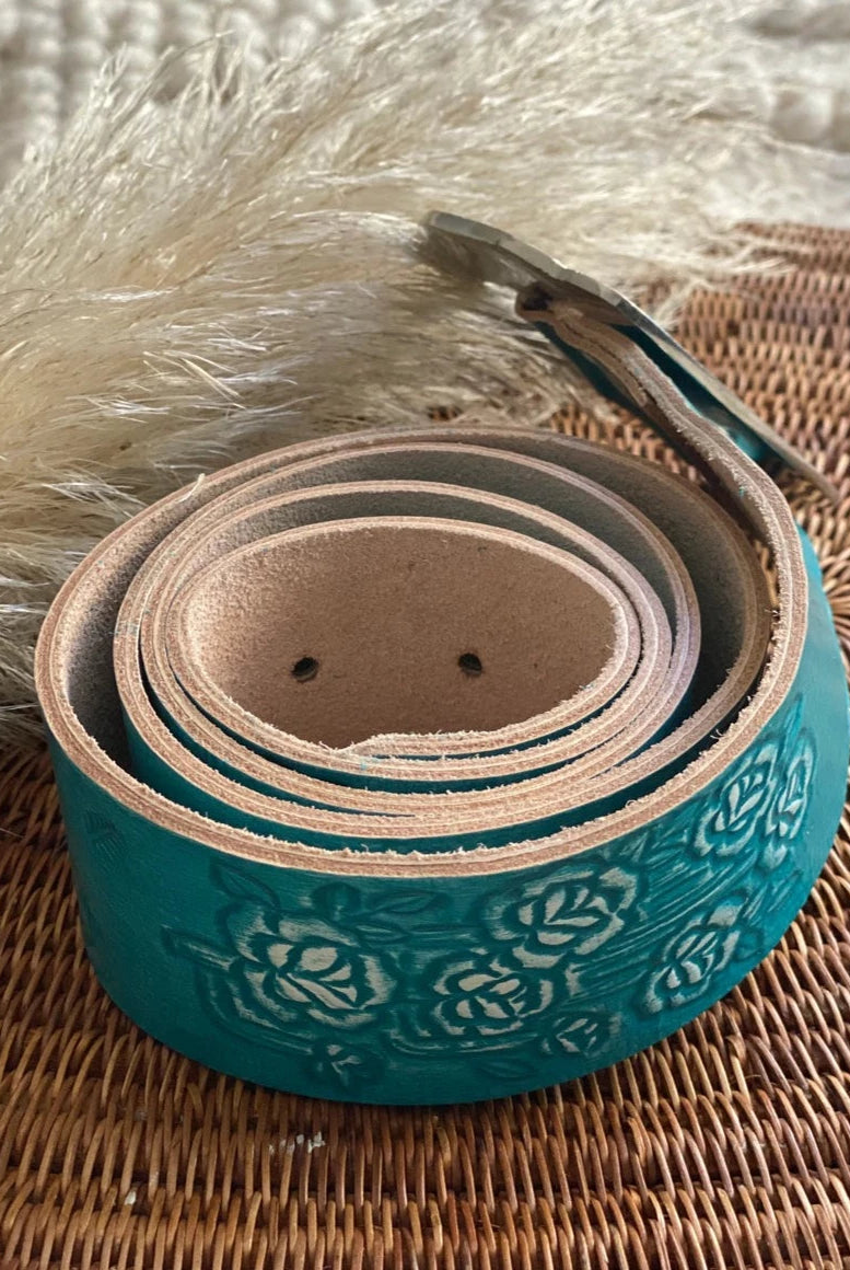 HOUSE OF SKYE | DESERT ROSE LEATHER BELT TURQUOISE | Bohemian Love Runway