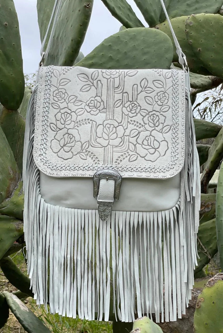 HOUSE OF SKYE | DESERT ROSE FRINGE BAG VINTAGE WHITE | Bohemian Love Runway