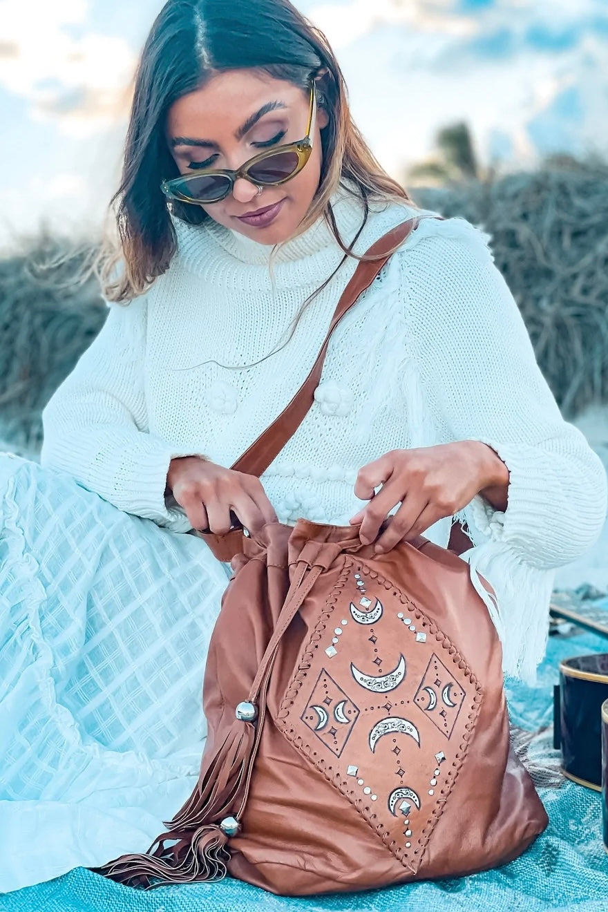 MAHIYA | MOON CHILD BAG TAN | Bohemian Love Runway