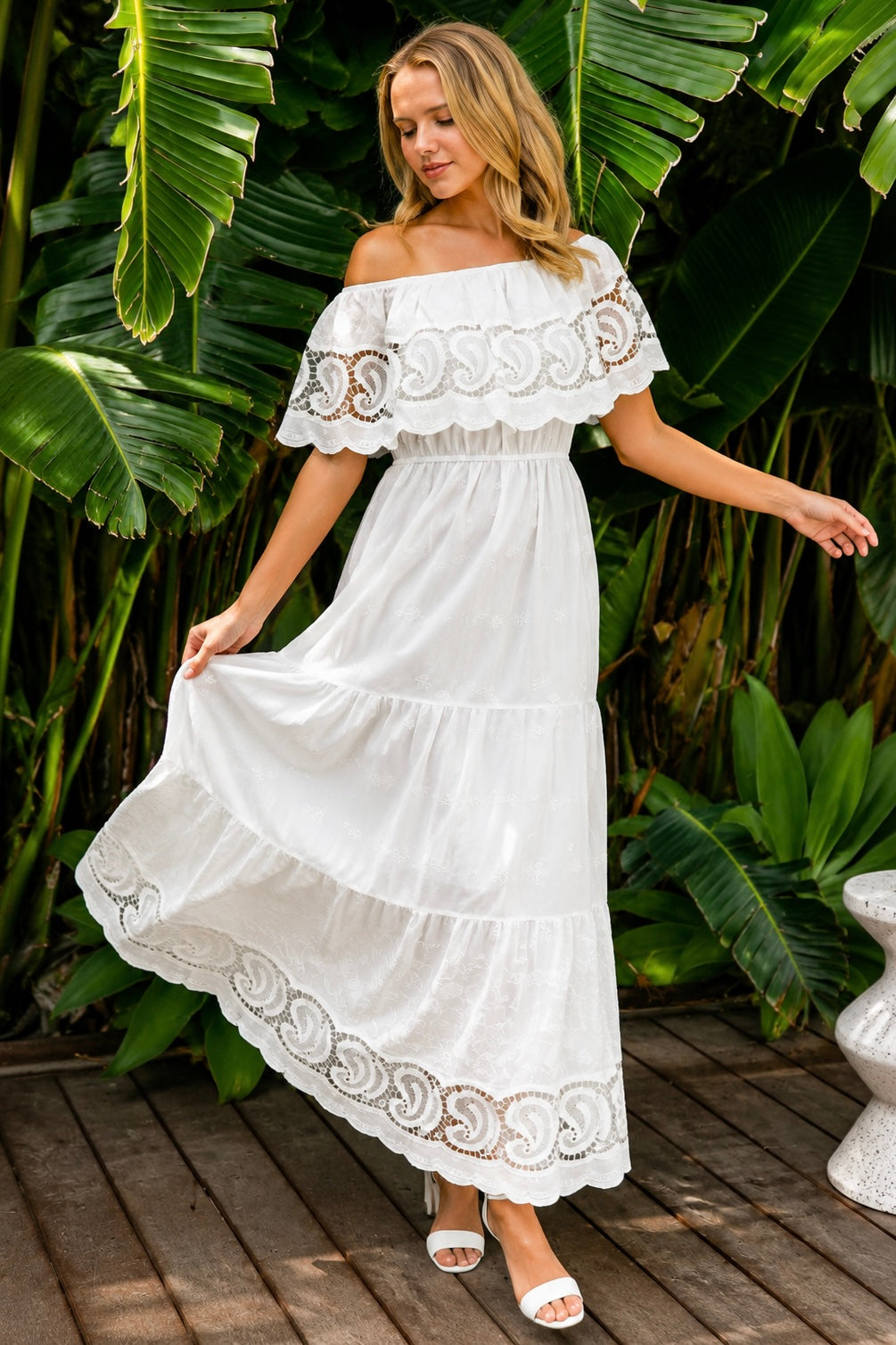 Floral boho maxi dress with flowing silhouette - Bohemian fashion Australia