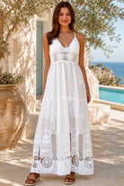 Alexandra white embroidered cotton maxi dress with tiered skirt | Shop Bohemian Love Runway Australia